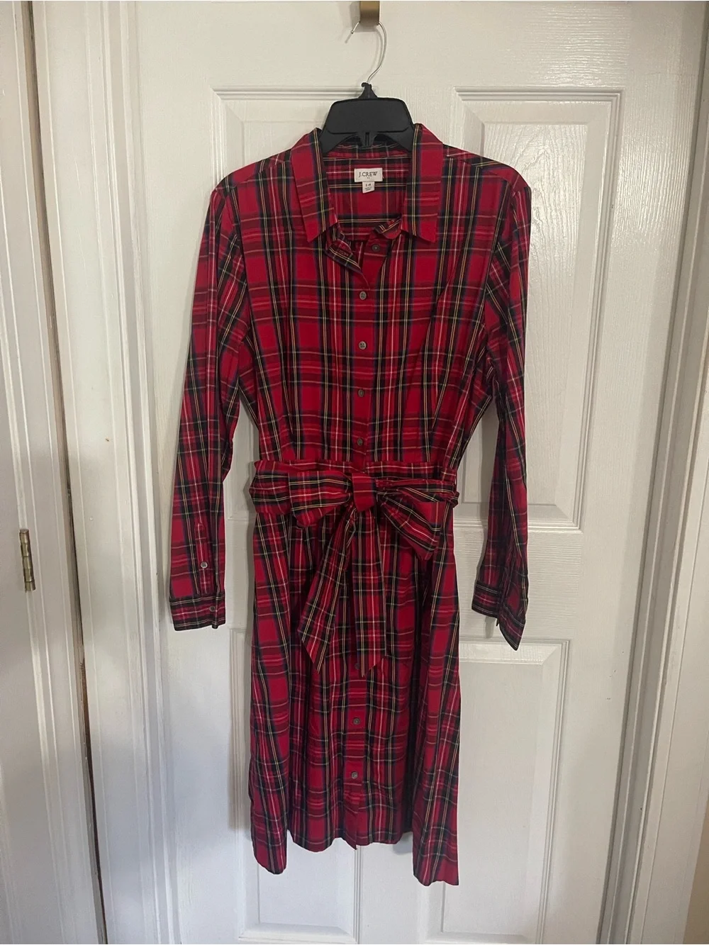 J. Crew Red and Black Plaid Long Sleeve Shirt Dress